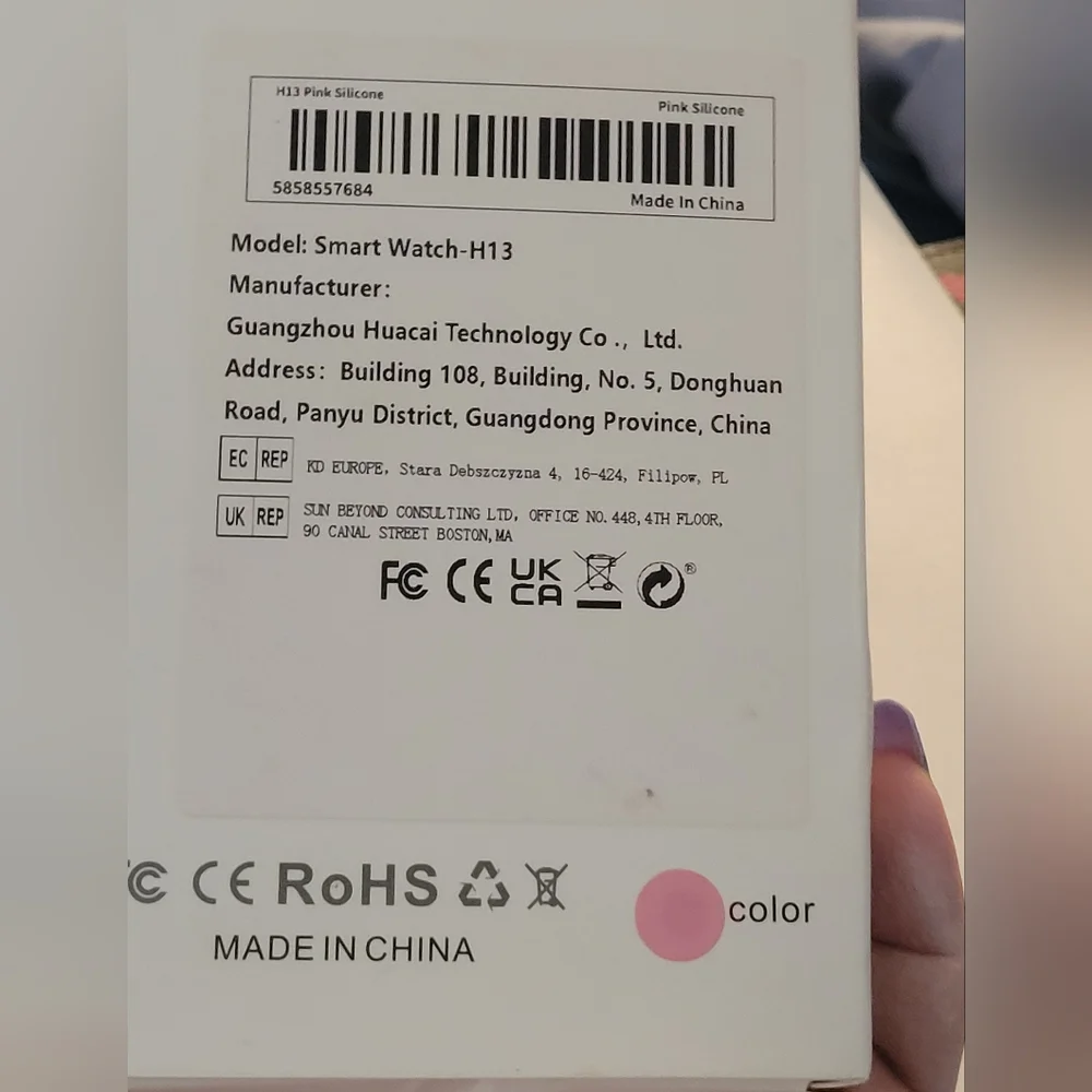 NIB Smartwatch with Silver and Pink Band Iphone Android Compatible